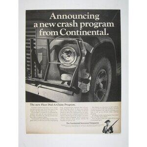 Print Ad Announcing A New Crash Program Continental Insurance 1960s AD
